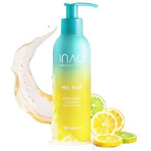 INAO Skincare Feel Pure Exfoliation Cleanser, gelgezichtsreiniger met AHA, BHA en niacinamide, milde gezichtsreiniging voor stralende huid, exfoliërend, reinigend, gladmakend