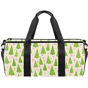 Leuke Alpacas Lama Cactus Reizen Duffle Bag Sport Bagage met Rugzak Tote Gym Tas voor Mannen en Vrouwen, Kerstboom Groene Eve Patroon, 45 x 23 x 23 cm / 17.7 x 9 x 9 inch