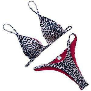 Gyios swimsuits for women High Cut Micro Bikini Women Leopard Push Up Swimsuit Bathing Suit Padded Thong Swimwear-leopard-m
