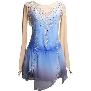 Blauw,11/13,PONNYC Wedstrijd Kleding Voor Meisjes Voor Schaatsen Kunstschaats Kostuums Met Kleurverloop Rhythmische Gymnastiekpakjes Rolschaats Kleding Met Glanzende Strass