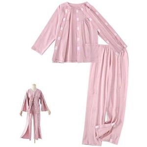 SAYEYBU Tear Away Recovery Suit, Fully Open Disability Set, Paralyzed Bedridden Patient Clothing, Unisex, Clothes for Postoperative Care Fractured Injured Patients,Women's pink,L