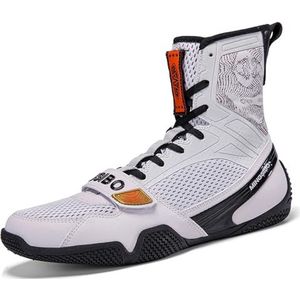ZHENSI Boksschoenen Heren Dames Vechtsporten Worstelen High Top Fitness Sneaker Zero Drop Lichtgewicht Voor De Sportschool,Grijs,36 EU