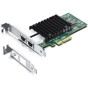 10Gtek 10Gb PCI-E NIC Network Card, Dual Copper RJ45 Port, with Intel X550-AT2 Controller, PCI Express Ethernet LAN Adapter Support Windows Server/Linux/ESX, Compare to Intel X550-T2