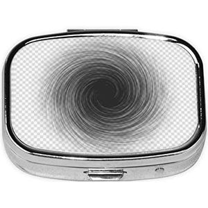 Zwarte Swirl Print Pil Doos Draagbare 2 Compartimenten Metalen Pil Case Pil Organizer voor Opslag Vitaminen Visolie Medicatie
