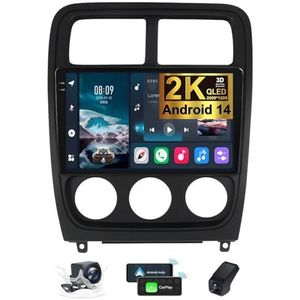 Android 14 GPS-Autoradio voor Dodge Caliber PM 2009-2013 9.5 inch 2K Touchscreen met Bluetooth 5.0/SWC/FM RDS DAB+ Radio/Carplay Android Auto/DSP Video Stereo Speler + DVR Camera(2K M200S)