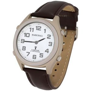 Marschall Duits sprekend draadloos herenhorloge, 1135L, radiopolshorloge, voor blinden, senioren en slechtzienden, datum- en tijdweergave, extra grote wijzers, Klassiek