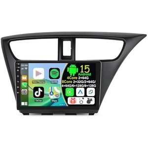 Draadloze Autoradio Android 15 voor Honda Civic Hatchback 2012-2017 met draadloze carplay en Android Auto Bluetooth USB Wifi 4G GPS Navigatie(S-2(2G+32G))