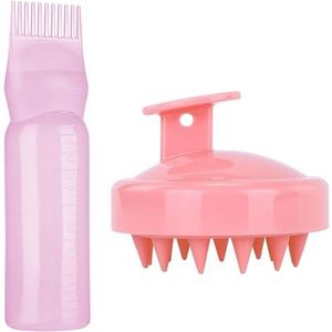 Kisvic 2 stuks haarolie-applicators, wortelkam-applicator fles en haarmassageborstel, haarolieapplicator fles - betrouwbaar haarstyling-gereedschap voor haarkleurmiddelen