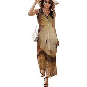 I Love Axolotl casual maxi-jurk voor dames V-hals zomerjurk mouwloze strandjurk XL