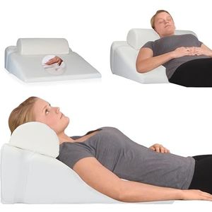Orthopedisch PU + Visco REFLUX hoofdkussen H2 medium met aloë vera overtrek visco wigkussen + nekkussen L60xB60xH28 cm wit memory foam reflux kussen wigvormig kussen om tv te lezen (wit)