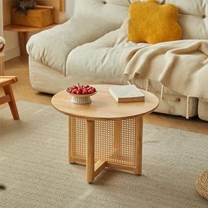 Wood rattan coffee table,modern coffee table for living room,round coffee tables living room,coffee table round,round wood coffee table,for Home Living Room, Office, for Small Space,60cm (Color
