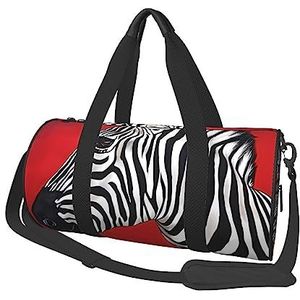 Zebra Rode Reizen Duffel Bag Waterdichte Opvouwbare Sport Gym Bag Overnight Weekend Tassen Voor Vrouwen Mannen, Zwart, One Size, Zwart, Eén maat
