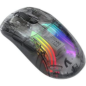 Draadloze gamingmuis transparant oplaadbaar 2.4G Bluetooth computermuizen, RGB kleurrijke elektronische wedstrijdkantoor stille muis, 3 soorten verbindingen, geschikt voor computer, tablet, telefoon