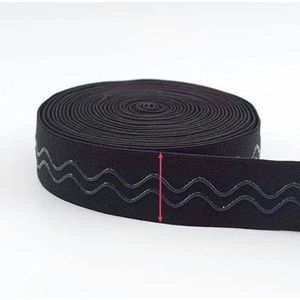 2/5/10M Zwart Wit Elastische Band 1-5cm Siliconen Antislip Rubberen Lint Ondergoed Rok Sportkleding Polser DIY Naaimateriaal-EB312-Zwart-25mm-5Meter