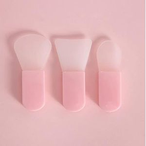3Pc Siliconen Gezichtsmasker Borstel Zachte Gezichtsverzorging Draagbare DIY Gezichtscrème Modder Mengen Masker Borstels Herbruikbare Make-up Beauty Tools (Size : Pink)