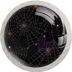 Halloween Spider Web Dressoir Handgrepen Badkamer Kast Knoppen Transparant Trekt Glazen Kast Handgrepen 4 Pack
