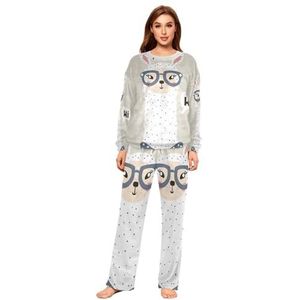 YOUJUNER Pyjama sets voor dames, schattige lama alpaca winter warme nachtkleding zomer loungewear set pyjama nachtkleding set, Meerkleurig, L