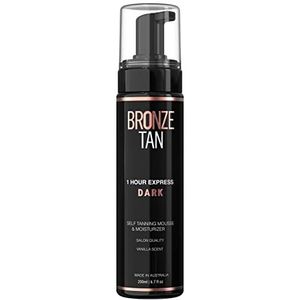 Bronze Tan Dark Moisturizing Self Tanning Mousse en Self Tanner voor lichte tot gemiddelde huidtinten, vanillegeur in salonkwaliteit (200 ml)
