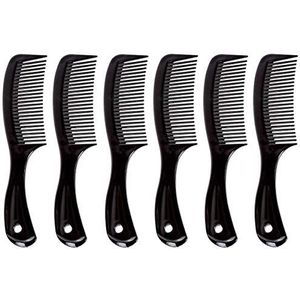 Comfort Axis Kam met brede tandhandgreep, 6,5 inch, 6 stuks, zwart