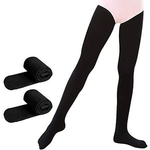 Soudittur Ballet danspanty voor vrouwen meisjes school dagelijks ultra zachte voet strakke legging (kinderen/kinderen/tieners/vrouwen), 2 paar Zwart, S