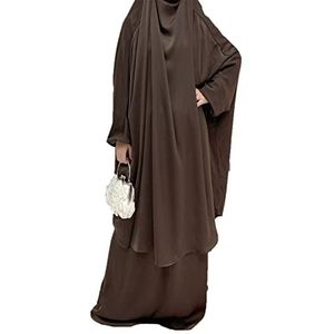 Twee Stukken Moslim Gebed Jurk voor Vrouwen Islamitische Gebed Jurk Volledige Lengte Hijab Robe Abaya Jurken: