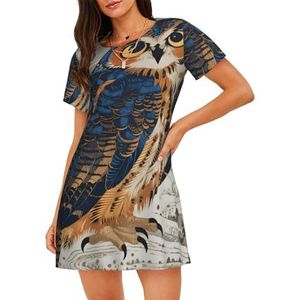 Zelinge Vrouwen Nachthemd Voor Vrouwen Nachthemd Pj Jurk Zachte Nachtkleding S-3XL, Navy Bruine Uil, S