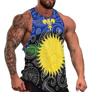 Paisley Guadeloupe vlag heren tanktop grafische mouwloze bodybuilding T-shirts casual strand T-shirt grappig gym spier