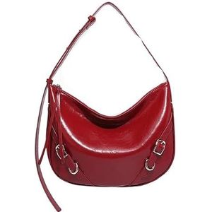 Vintage damesschoudertassen, handtassen, messengertassen, halvemaanvormige hobotassen, crossbodytassen for dames (Color : Brown)