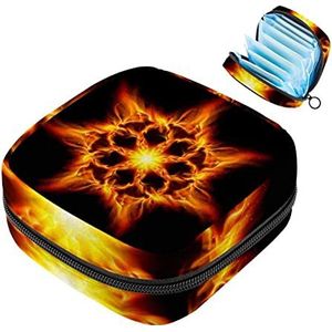 De Brandende Zeshoek Sterren Maandverband Opbergtas Menstruatie Pad Tas Draagbare Menstruatie Cup Pouch met Rits voor Tiener Meisjes Vrouwen Dames