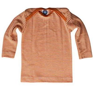 Cosilana, Babyonderhemd met lange mouwen, 70% wol, 30% zijde, Oranje Geringeld, 98/104 cm