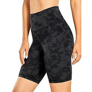 CRZ YOGA Naakt Gevoel Bikershort Voor Dames - 8'' Hoog Getailleerde Yogatraining Gym Running Spandex Shorts Tie Dye Rookinkt M