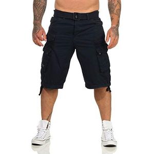 Geographical Norway PANORAMIQUE MEN - Mannen Casual Katoenen Bermuda Shorts - Mannen Sport Cargo Shorts - Ademende Chino Bermuda Shorts - Korte Shorts Normaal Comfortabel MARINE BLAUW 3XL