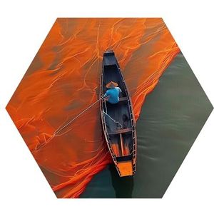 DEQORI Hexagon Wandbehang, zelfklevend, 150 x 130 cm, motief in de stroom van de kleur, textielcanvas, verwijderbaar, decoratief en vormvast, voor woonkamer, kantoor, hal of kinderkamer