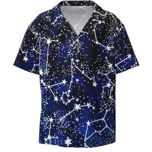 TyEdee Glow in the Dark Print Overhemden met korte mouwen voor heren, met zak, casual overhemd met knopen, zakelijk overhemd, Zwart, 4XL