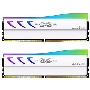 Silicon Power Storm DDR5 32GB (2x16GB) RGB 6400MT/s (PC5-51200) 288-pin CL32 1.4V UDIMM Desktop RAM Computer Geheugen w/Heatsink Wit SP032GXLWU64AFDL