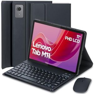 EHLCYS Toetsenbordhoes Voor Lenovo Tab M11 11-Inch Model 2024 (TB330FU/TB330XU) Met Muis, Afneembaar Draadloos Bluetooth QWERTY Toetsenbord, Ultradunne Multi Angle Bracket Hoes,zwart