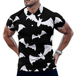 Zwart-wit Vleermuizen Casual Poloshirts Voor Mannen Slim Fit Korte Mouw T-shirt Sneldrogende Golf Tops Tees L