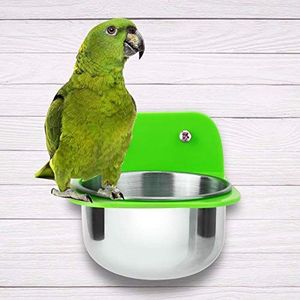 Voerbak voor huisdieren, voerbak voor dieren Vogelvoerbeker, draagbare vogelkooi-drinker Metalen waterbeker voor spreeuw valkparkieten voor papegaai(Small green)