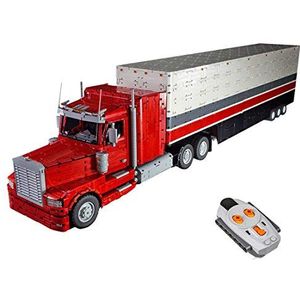 Foxcm Technic vrachtwagen met aanhanger, op afstand bestuurde vrachtwagen met container, Custom MOC bouwstenen modelbouwset (11900 onderdelen), compatibel met Lego Technic