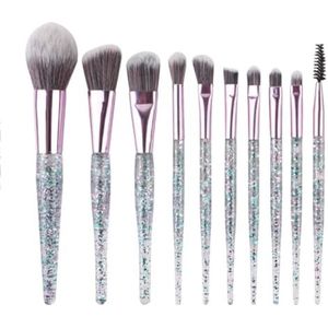 Kwastenset Professionele Make-up Kwastenset 10 Stuks For Foundation, Oogschaduw, Wenkbrauwen, Blush En Concealer Make-Up Borstel Set(Grün)