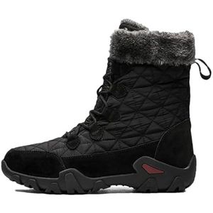 Warme Winter Mannen Snowboots Outdoor Suede Lederen Laarzen Winter Man Hoge Mid-Kalf Warm Houden Schoenen, Zwart, 44.5 EU