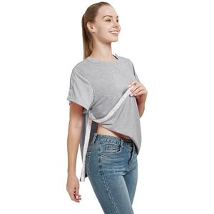Post Shoulder Chirurgie Shirt Dames Korte Mouw Shirt met Premium Snap Chemo Kleding, grijs, L