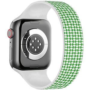 Solo Loop Band Compatibel met All Series Apple Watch 42/44/45/49mm (Groen Wit Op Art) Elastische Siliconen Band Strap Accessoire, Siliconen, Geen edelsteen