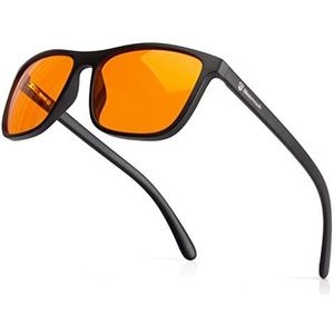 Bloomoak-99% blauwlichtblokkerende bril-gamingbril-antiglans - antivermoeidheid-TR90-materiaal-geschikt voor schermen, games, tv's, mobiele telefoons (Amber - 99% - Zwart frame)