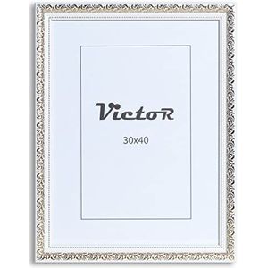 Victor Vintage Fotolijst “Rubens” in 30x40 cm (A3) Wit Goud - Staaf: 30x20mm - Echt Glas - Fotolijst Barok - Antiek - Fotolijst 30x40 Vintage - Fotolijst A3 Wit