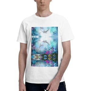 CKGODGF Blue Ocean onderwater visprint heren katoenen T-shirt, casual en comfortabel korte mouw, geschikt voor fitness en dagelijks gebruik, Wit, S
