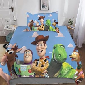 MYPALL Toy Story 3D-print dekbedovertrek, beddengoedsets, dekbedovertrekken met rits, 3-delige set, zacht, onderhoudsvriendelijk, voor jong en kinderen, volwassenen, eenpersoons (135 x 200 cm)