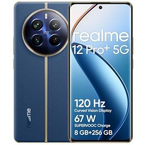 realme 12 Pro+ 5G Smartphone 8+256GB, Sony IMX890 OIS Camera, Snapdragon 7s Gen 2 Chipset, 6.7inch 120Hz Curved Vision Display, 67W SUPERVOOC Charge, 5000mAh Massive Battery, NFC, blauw