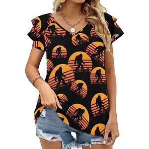 Bigfoot Sunset casual tuniek tops ruches korte mouwen T-shirts V-hals blouse T-shirt