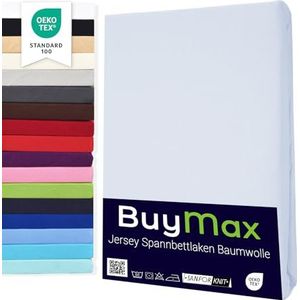 Buymax Hoeslaken, 80 x 200 cm, dubbelpak, 100% katoen, jersey, matrashoogte tot 25 cm, kleur wit
